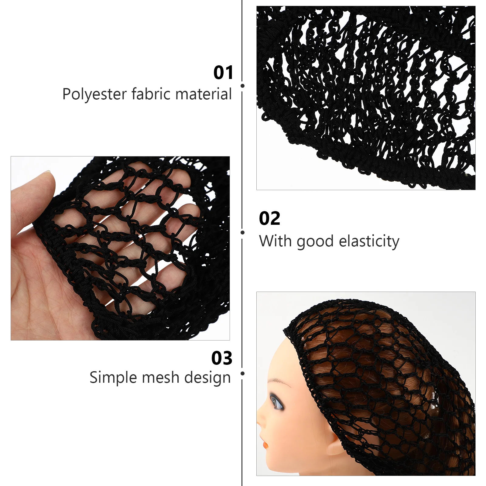 

3pcs Mesh Crochet Lady Hair Net Women Mesh Hairnet Female Hair Net For Sleep Bath Cap Durable Polyester Snood Hat Gift Easy Use
