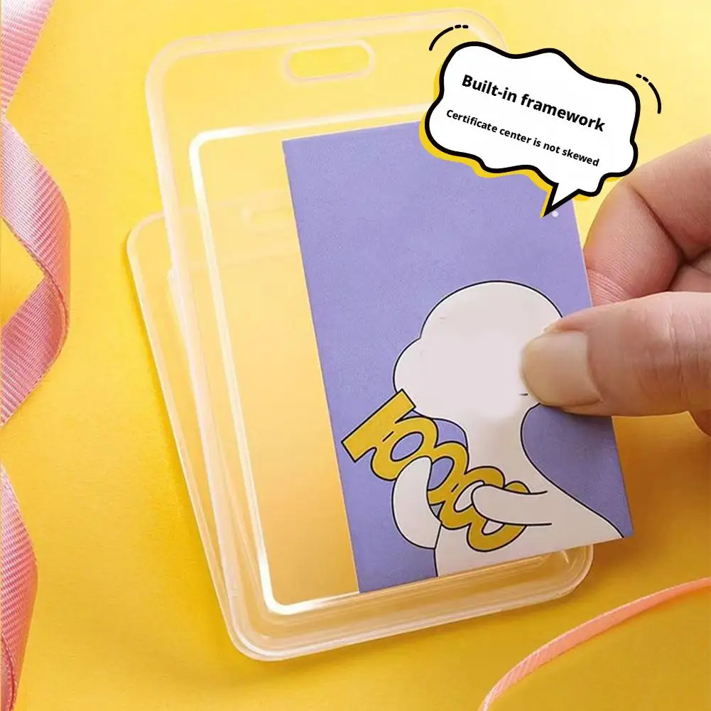 Acrylic Cover ID Card Holder Student Bus Meal Card Case Transparent Relief Material Cartoon Plastic Design ﻿ Card Sleeve Y2H3