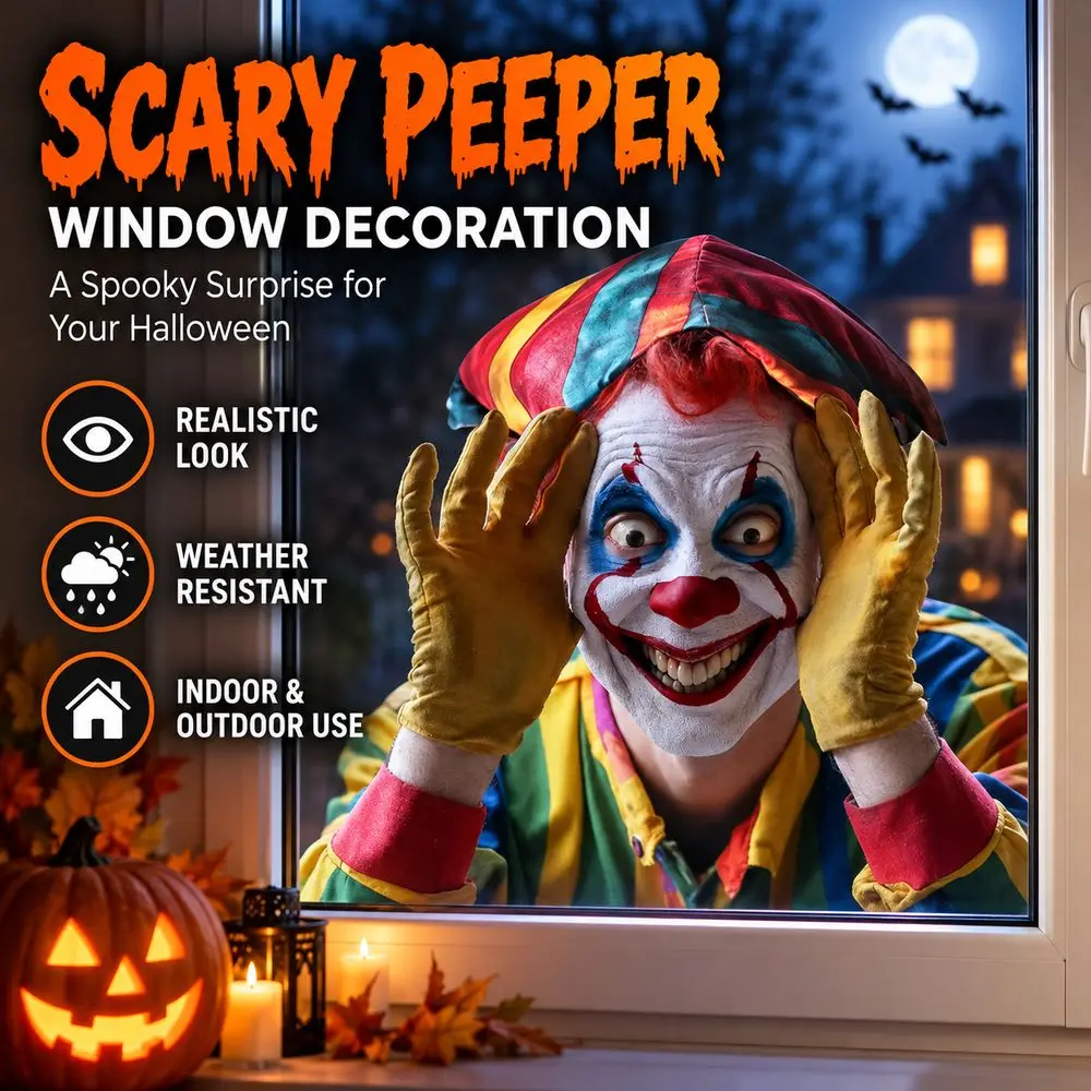 Decorative Window Film Scary Peeper Freak Sticker Spooky House Party Scares Scary Faces Clown Sticker Transparent Background