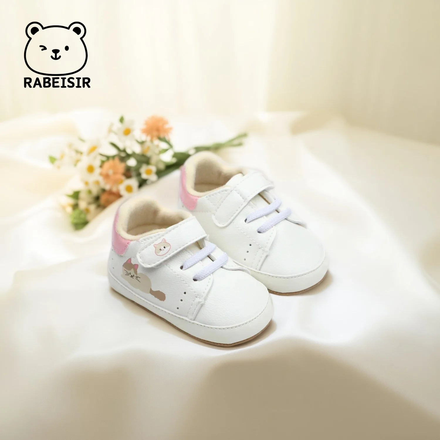 

RABEISIR original women's baby shoes canvas shoes baby walking shoes soft sole anti slip 6-12-18 months