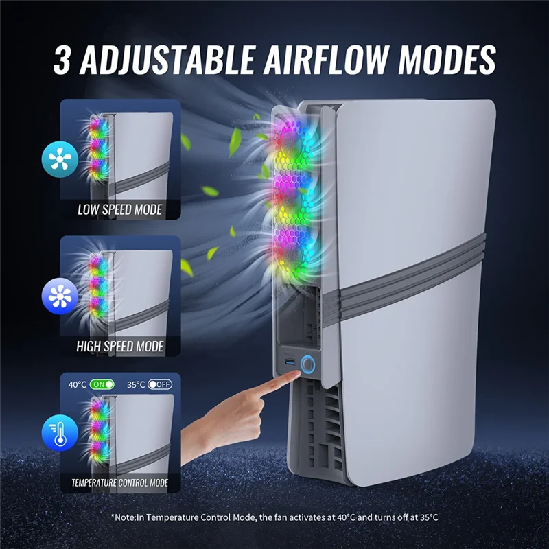 

M13kfor PS5 Slim Upgraded Cooling Station 3 Cooling Fan RGB USB For PS5 Slim /Pro Disc Digital Edition Console Accessories A