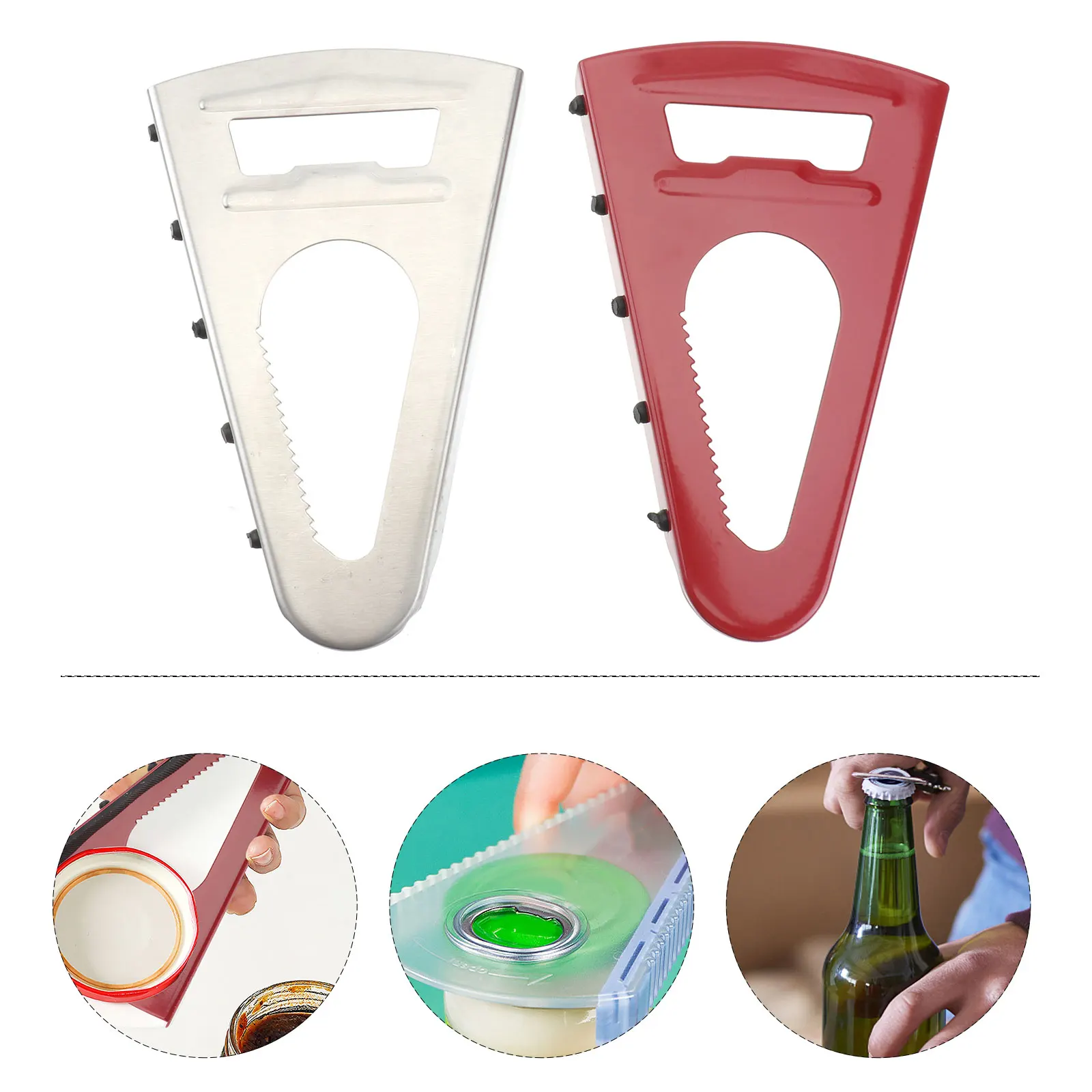 

2pcs Jar Opener Bottle Multi Tool Can Lid Kitchen Gadgets Stainless Steel Ergonomic Suitable Weak Hands Seniors Travel Camping