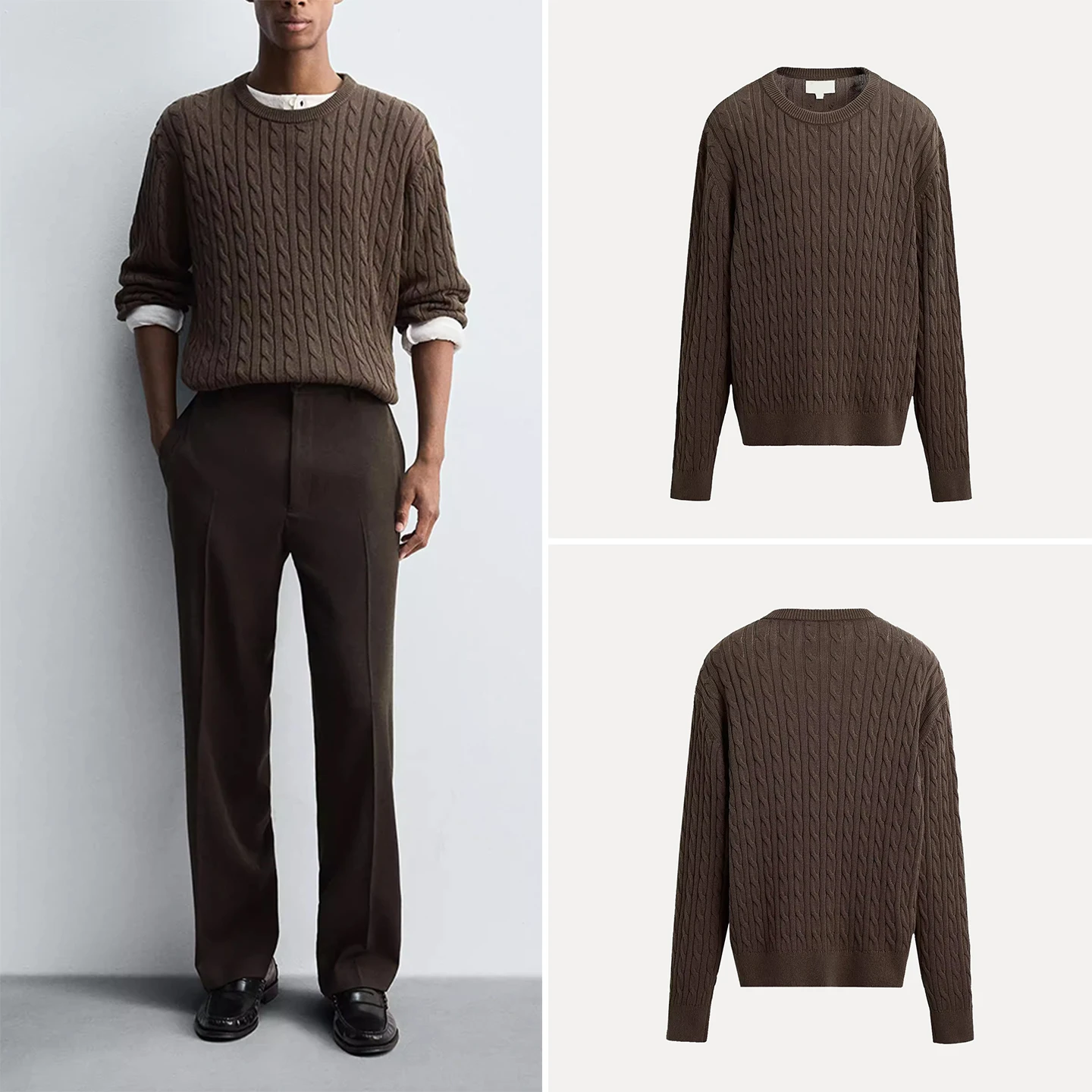 

Faionable Knitted Long Sve Slim Fit Straight Leg Texture Twist Pattern Men's Sweater Breathable Casual Wear for Youth