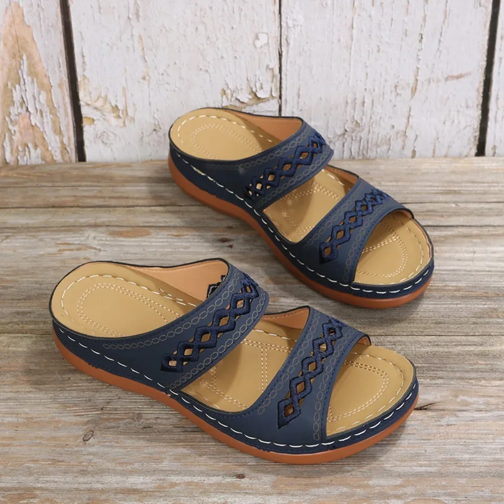 

Sandals Women Orthopedic Slipper Open Toe Summer Slippers Vintage Low Heels Female Platform Shoes Corrector Sponge Walking