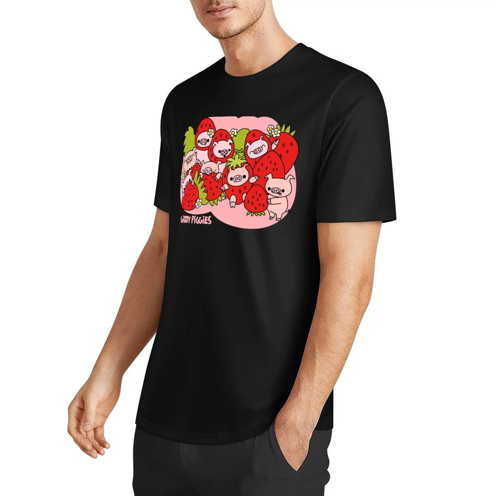 Giddy Piggies Strawberry Craze T-Shirt oversized anime vintage anime shirt tshirts for men