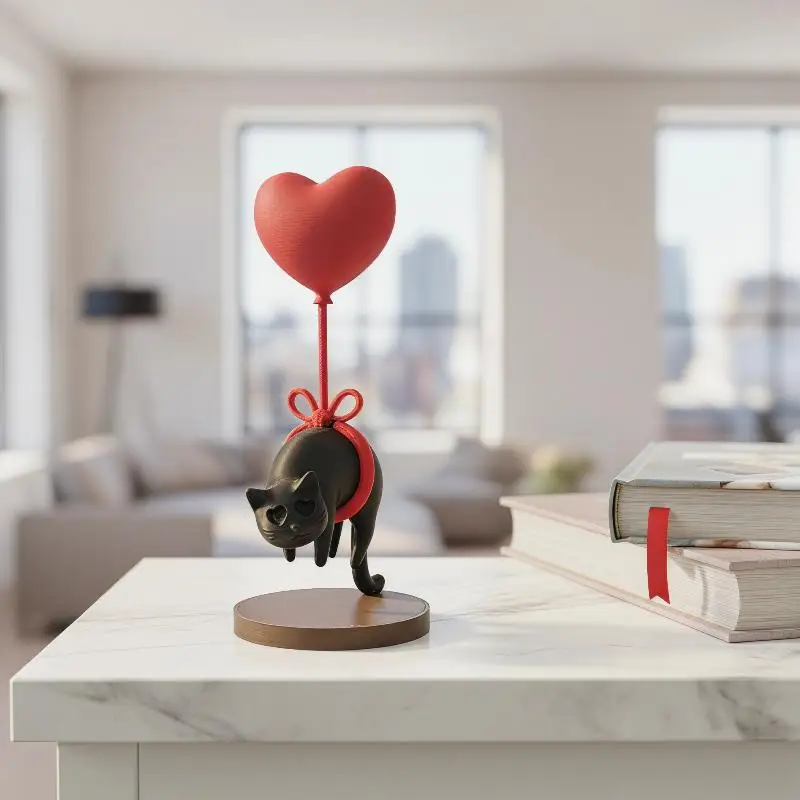 3D Printed Cat Heart Balloon Suspended Romantic Home Ornament Modern Bedroom Wedding party Table Decoration