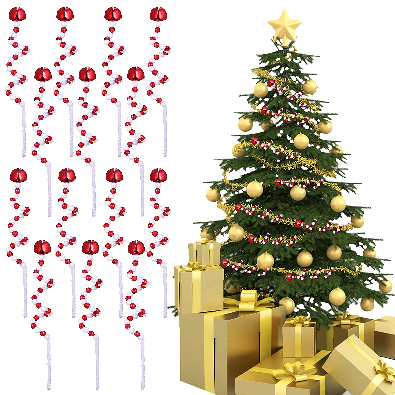 يختار عيد الميلاد جرس زخرفة زينة عيد الميلاد العصي للمزهرية الأحمر الأبيض البلاستيك العصي شجرة زهرية الباب لوازم الحفلات