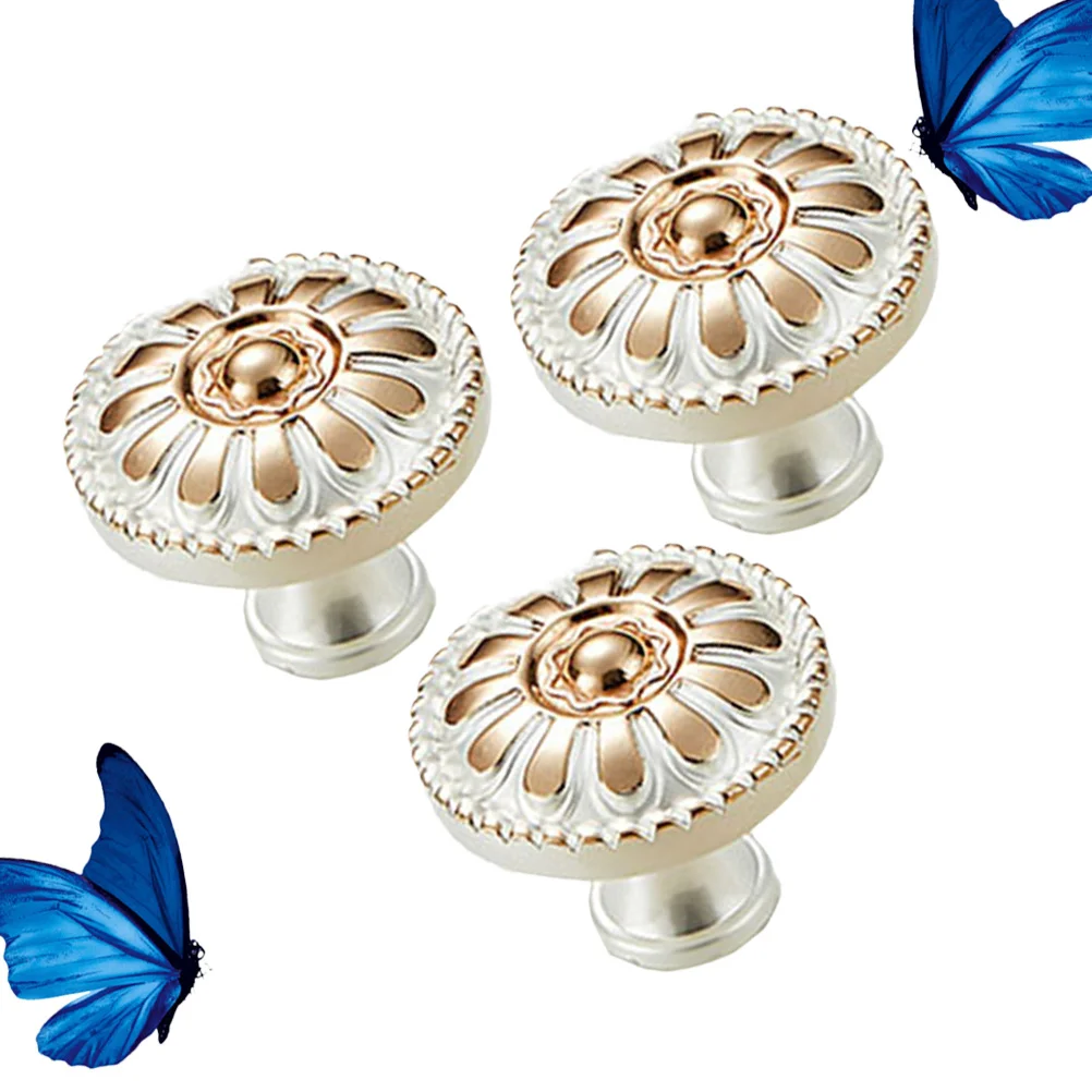 

3pcs European Style Cabinet Pulls Mushroom Round Wooden Drawer Knobs Pure Natural Wood Furniture Handle Easy Install Pull