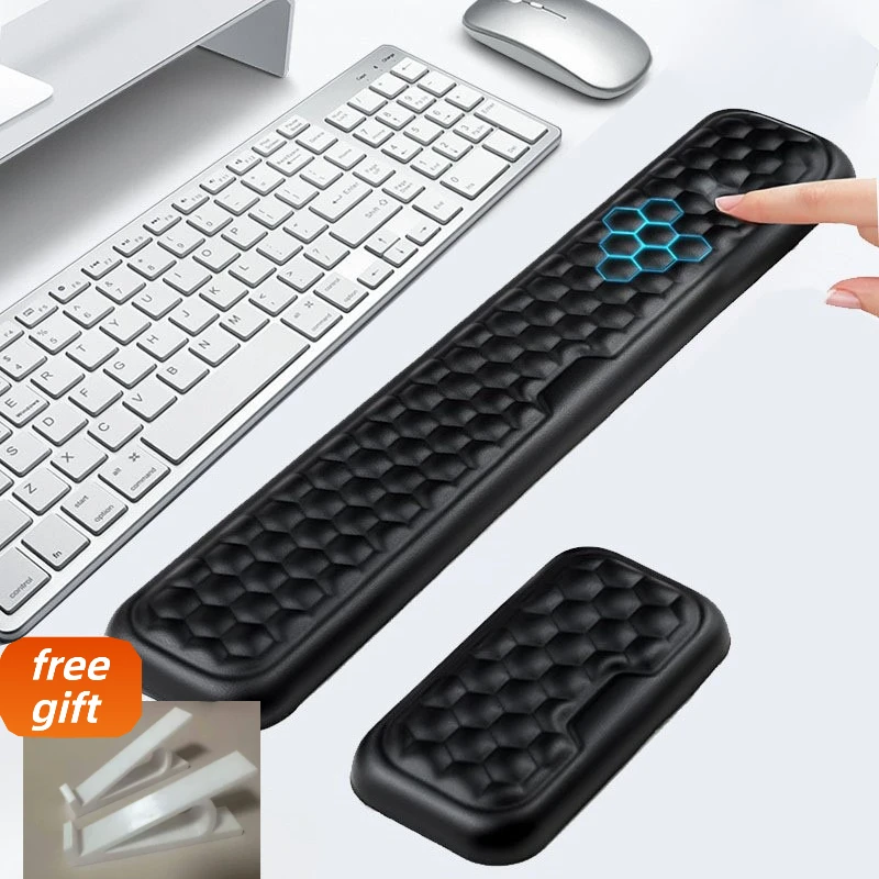 For memory cotton wrist guard mouse pad mechanical keyboard hand holder solid color PU bottom office wrist holder, free bracket