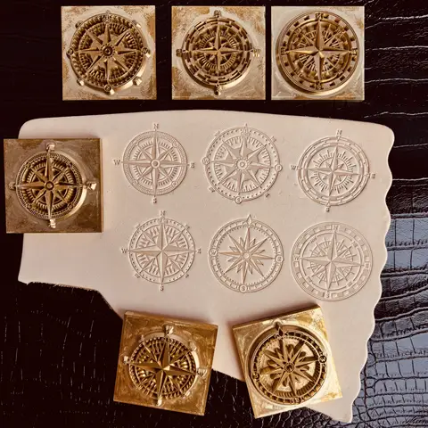 6 Styles Retro Nautical Compass Brass Leather Stamp 38mm Leathercraft Embossing Stamping Mold Hot Heat Branding Iron Emboss Die