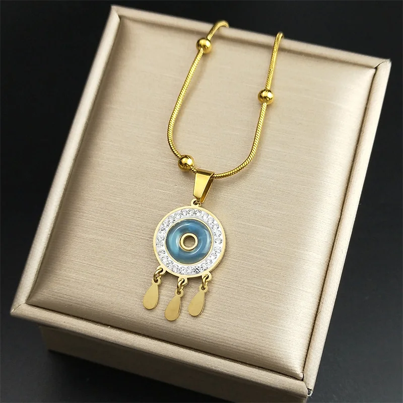 

Boho Dream Catcher Pendant Necklace Bohemia Stainless Steel Gold Color Clavicle Chain Women Necklaces Jewelry Gift NZZZ66