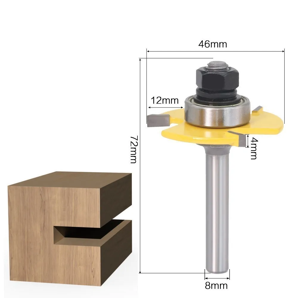 Fräsen Cutter T Slot Groove Gemeinsame Montage Router Bit 6mm/8mm/12mm 1/4 ″ 1/2 ″Shank 3 Flöte Holz Fräsen Werkzeug – Detail 4