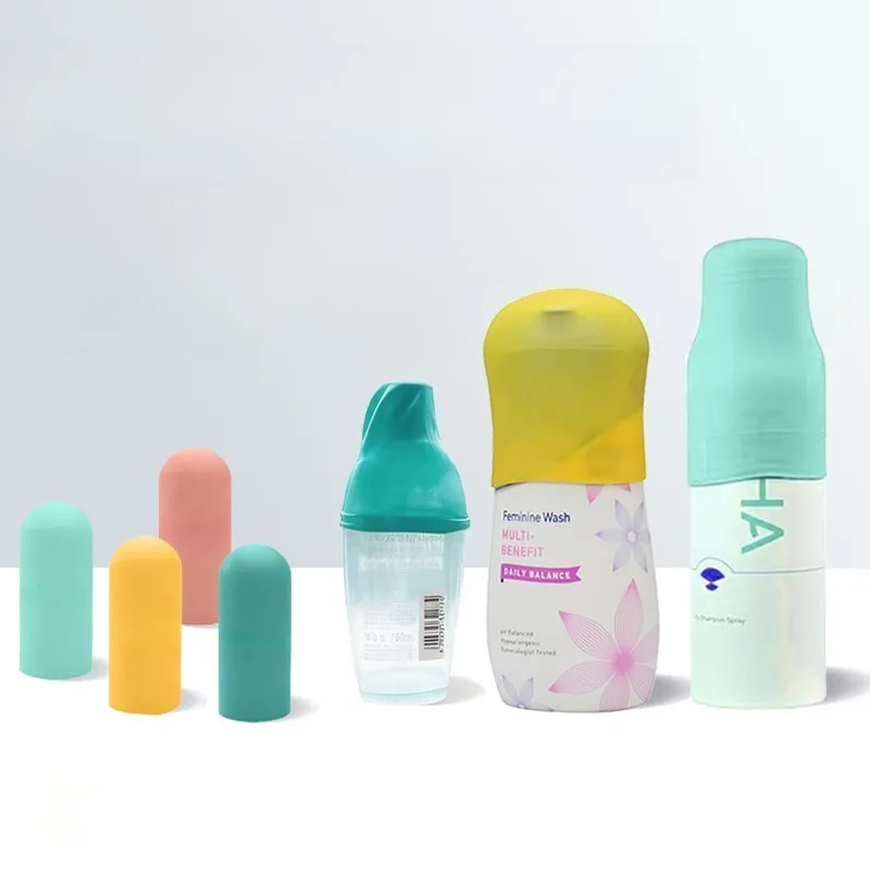 4pcs Elastic Silicone Bottle Protective Sleeve Leakproof Anti-spill Bottle Cover Travel Toiletry Organizer Luggage Accessories