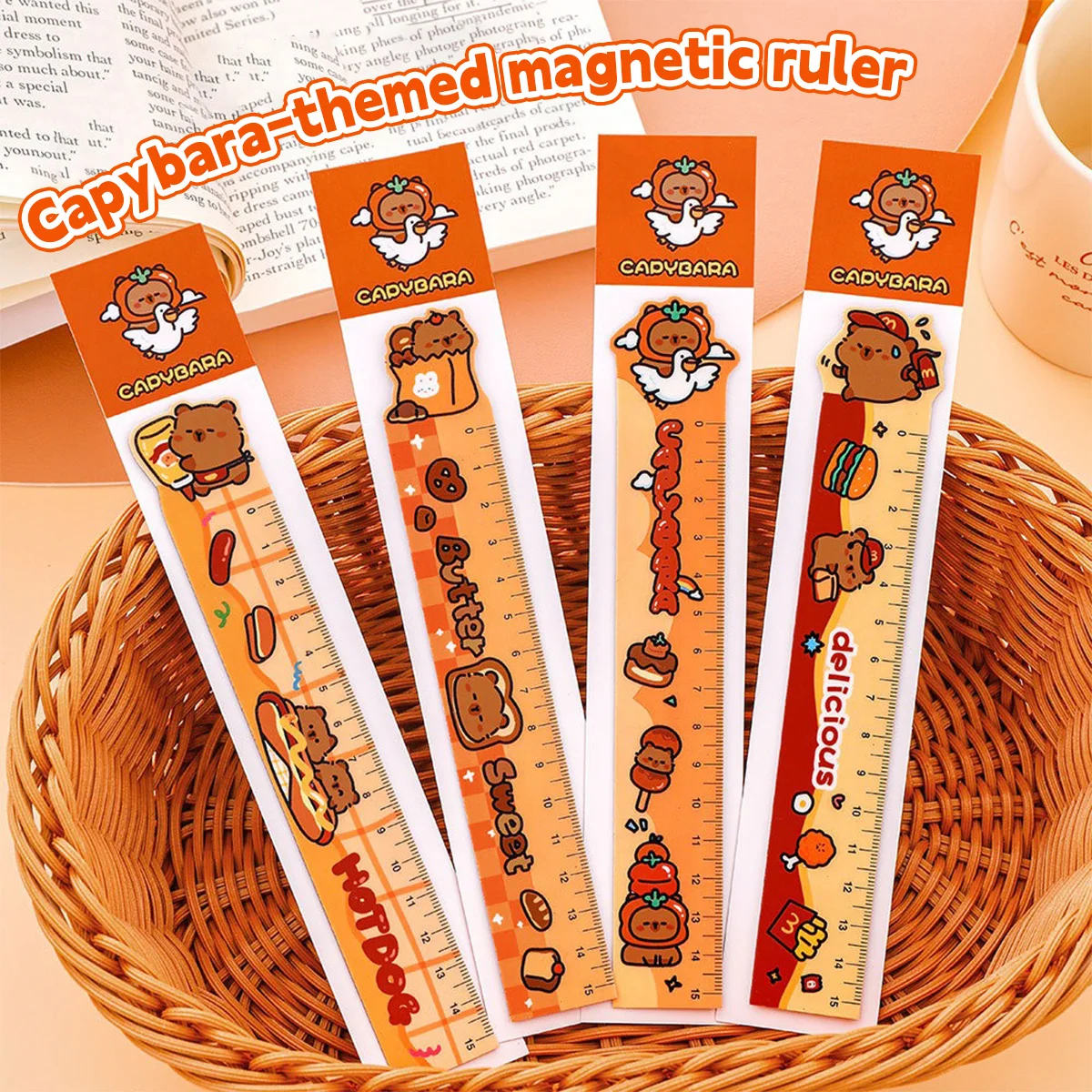 

Kawaii Cartoon Capybara 15 Cm Magnetic Bookmark Ruler Cute Ruler Measurement Drawing Tool Children Student Gift Small Prize