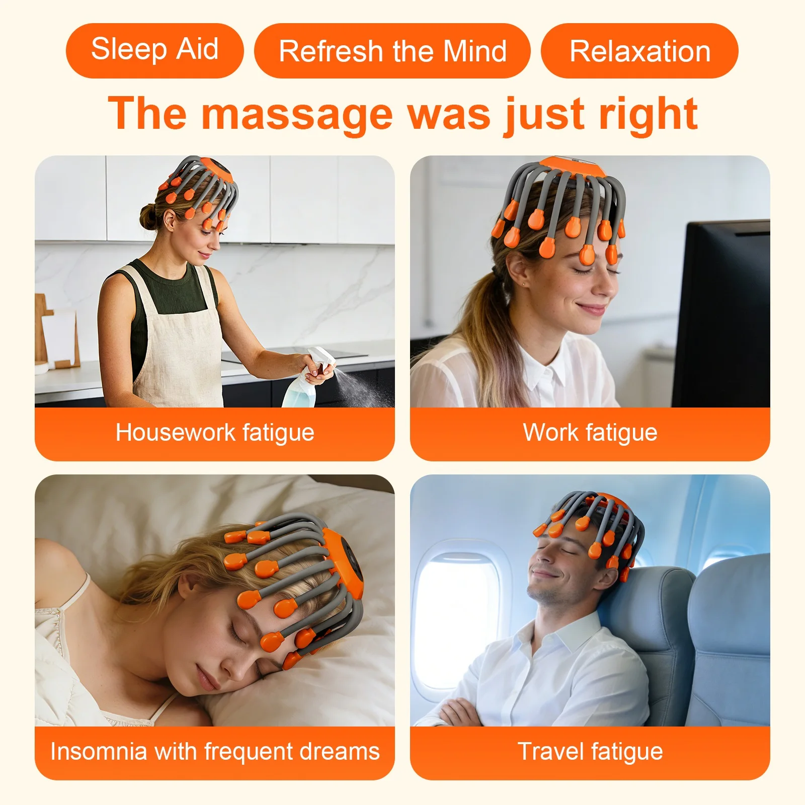 Electric Scalp Massager 24 Heads Octopus Claw Head Massager 24 Point Vibration Massage Scratcher Bluetooth Music Relaxation view 6