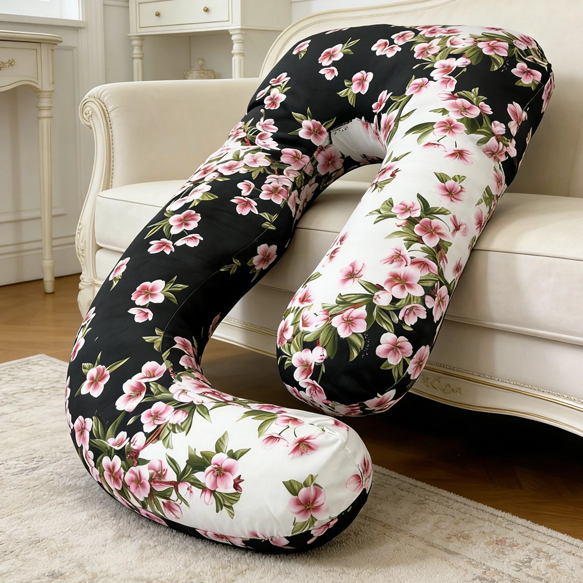 

Легкая роскошная U-образная подушка с цветочным узором, подушка для беременных с поддержкой поясницы для сна на боку, декоративная подушка для дивана
