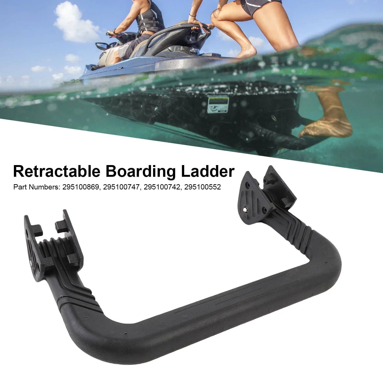 295100747 Safe Bolt Fixation Retractable Boarding Ladder Step Watercraft Boarding Ladder with Mounting Accessories for Boat