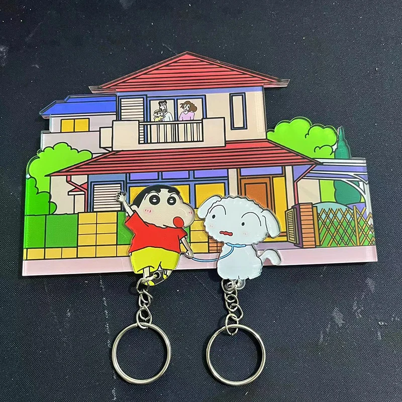 Cute Anime Crayon Shin-Chan Keychain Kawaii Cartoon Refrigerator Sticker Pendant Backpack Foyer Keychain Storage Rack Girl Gift