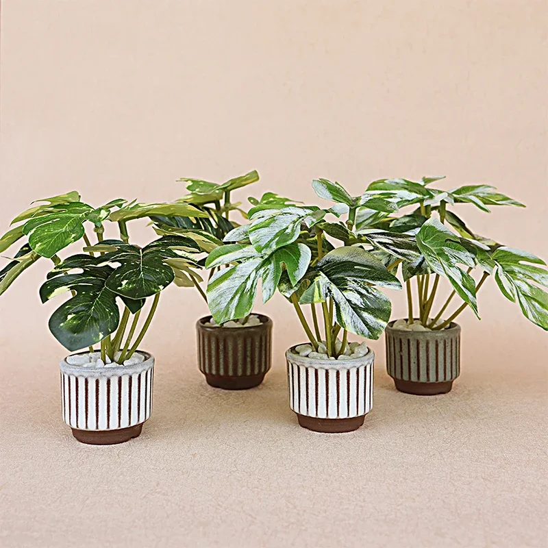 

1/12 Dollhouse Mini Simulation Monstera Potted Model Dollhouse Green Plant Decoration Dolls House Living Decor Accessories