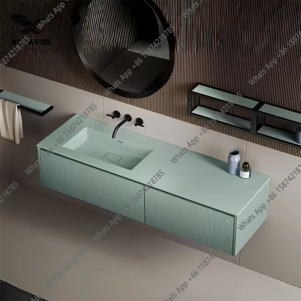 Kk Sky Blue Invisible Launching Square Pure Acrylic Integrated Hand Washing Basin Under The Counter Basin