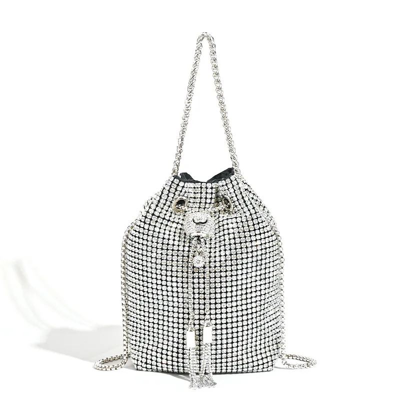 

Fashionable And Light Luxury For Women Hand-held Diamond-encrusted Dinner Bags Diamond Bucket Celebrities Fashionable Versatile