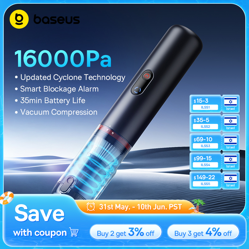  Baseus A5 16000Pa Wireless Car Vacuum Cleaner Powerful Portable Handheld Automotive Mini Vacuum Cleaner For Car Home PC Machine 