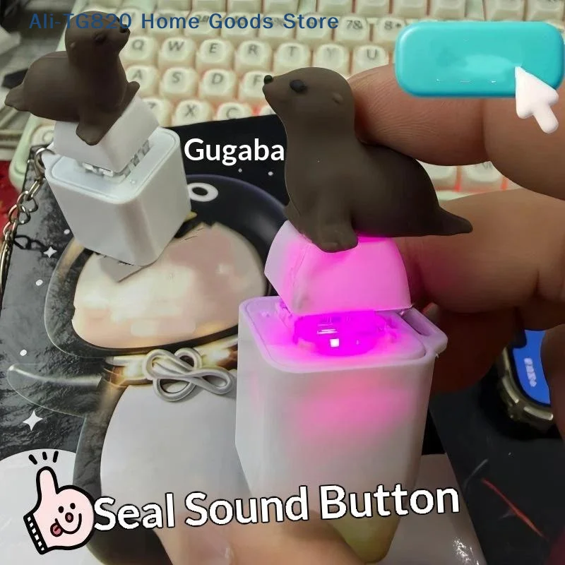 [TG820]Funny Seal Husky Keychain Rechargeable Keyboard Clicker With Sound LED Light For Stress Relief Fashion Jewelry