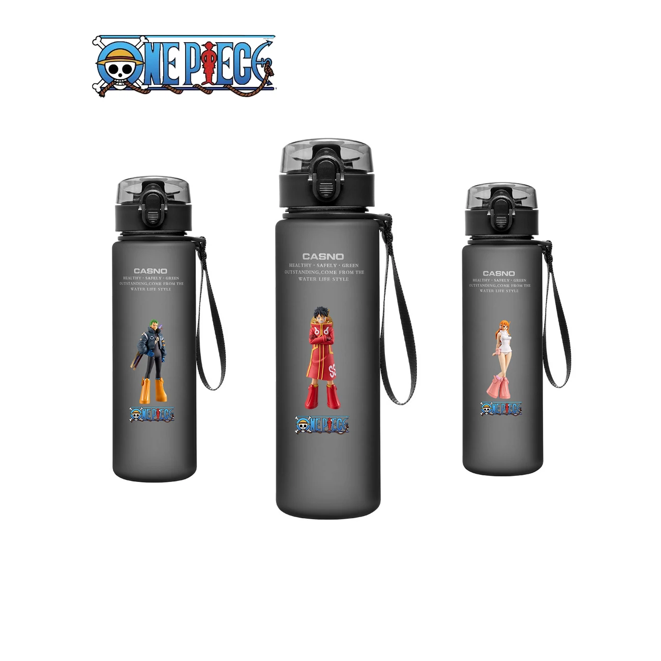 One Piece Anime Water Bottle Egg Head Island Luffy Zoro Chopper Nami 560Ml Large Capacity Portable Plastic Anime Water Cup Gift