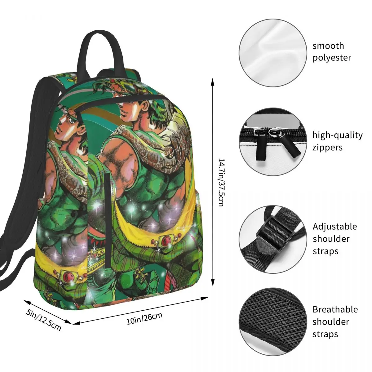 Jojo Bizarre Adventure Joseph Joestar (42) Backpack Student BookBag Boys Girls School Bag Laptop Shoulder Bags Men Women