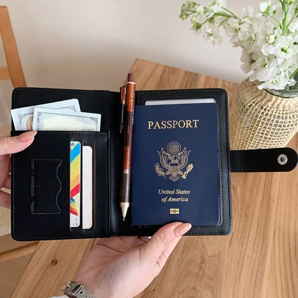 

Card Holder PU Passport Bag Passport Cover Airplane Check-in Travel Wallet Card Case Ticket Holder Denim Passport Clip Men