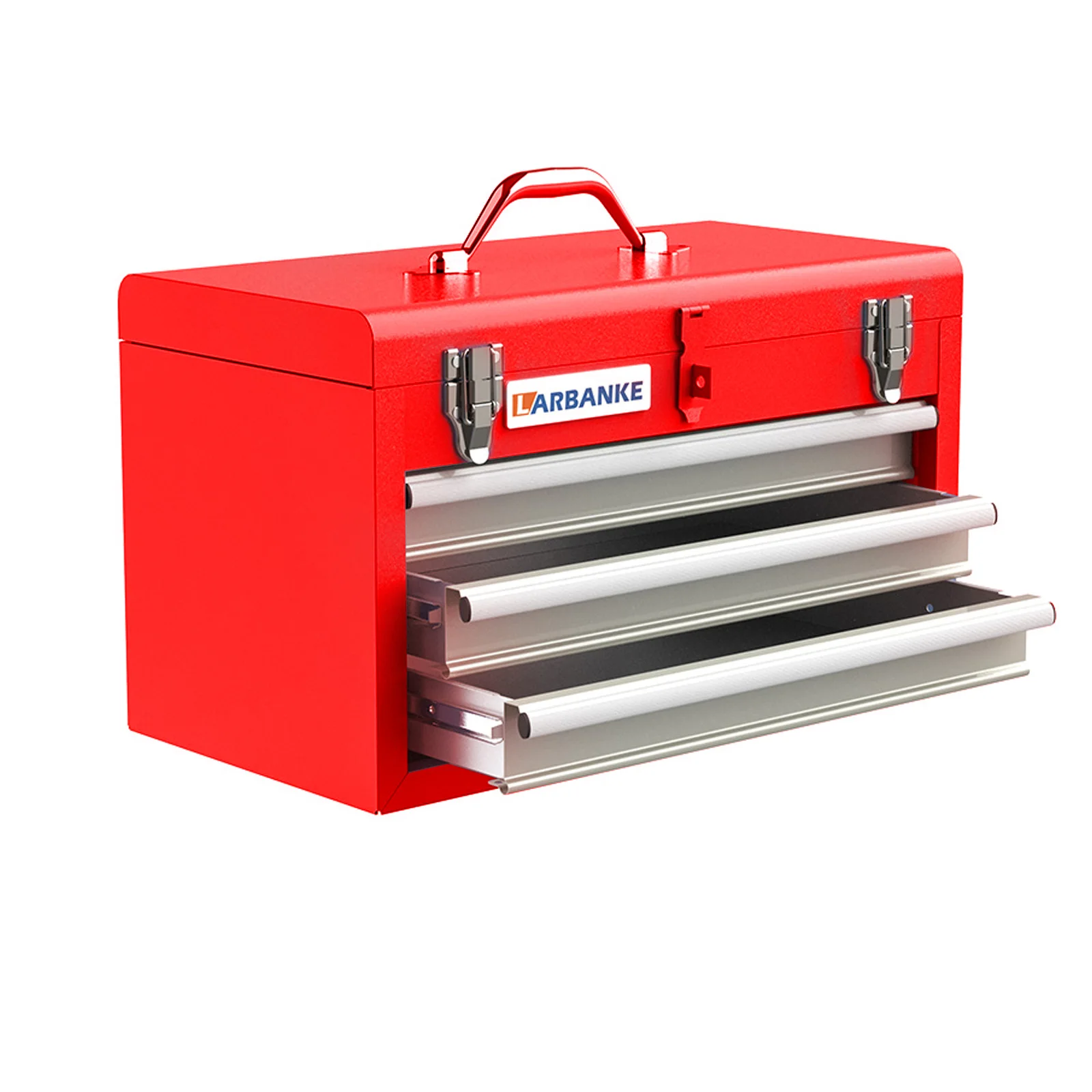 

Tool Box with 3 Drawers, Portable Tool Chest Organizer with Lock Latch & Liner for Garage Trunk Household, Powder Coated Steel,