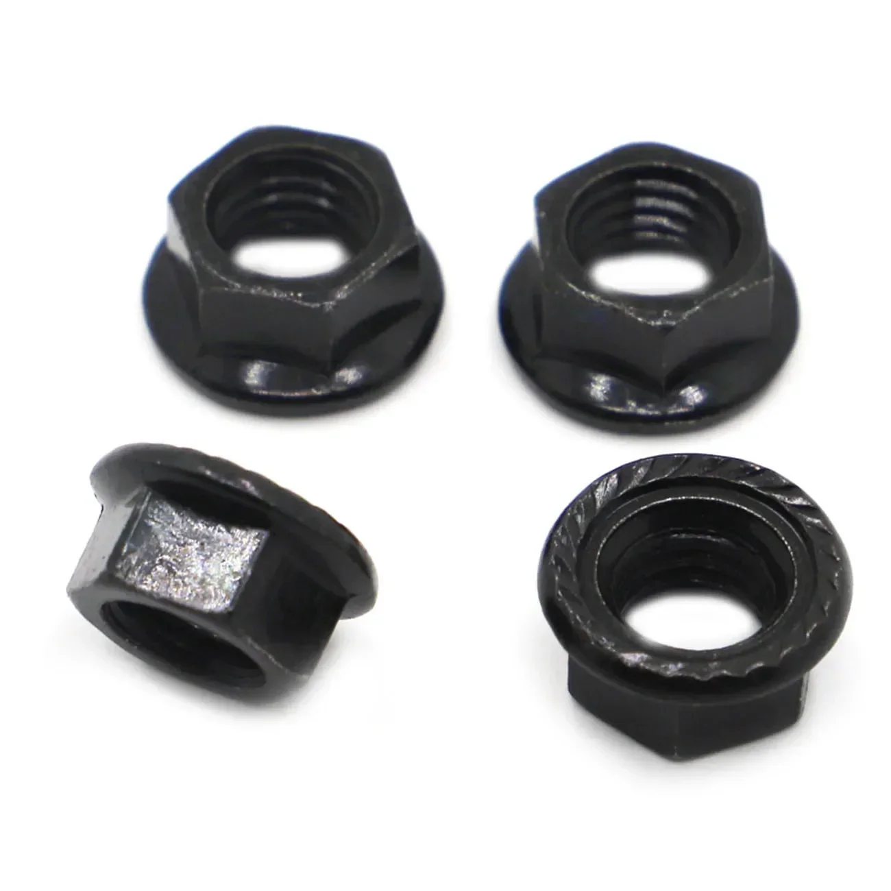 5-50pcs M3 M4 M5 M6 M8 M10 M12 Black Carbon Steel Hexagon Flange Nut Flange Lock Nut DIN6923 Serrated Slip Locking Nut