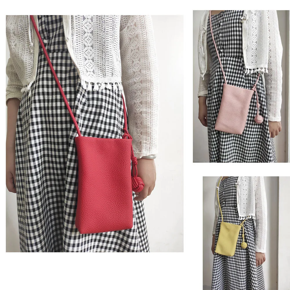 

Мини-сумка из натуральной кожи для хранения мобильного телефона, верхний слой из воловьей кожи, простая и универсальная маленькая сумка через плечо