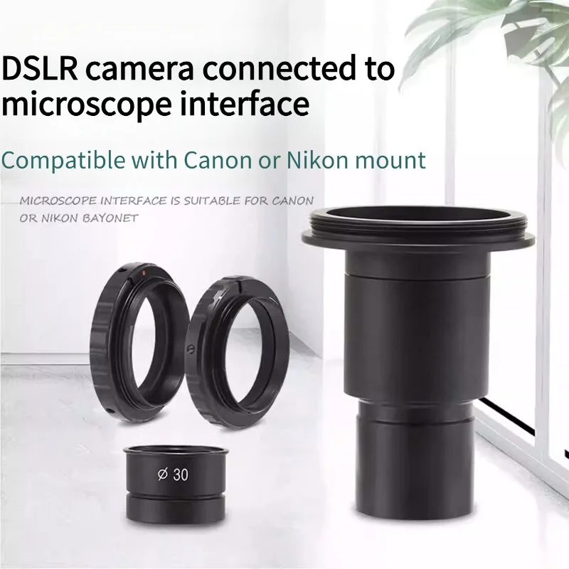8x Biological Microscope DSLR Camera T-Ring Adapter 23.2mm Lens Mount Kit for Canon EOS Nikon Sony Pentax Olympus
