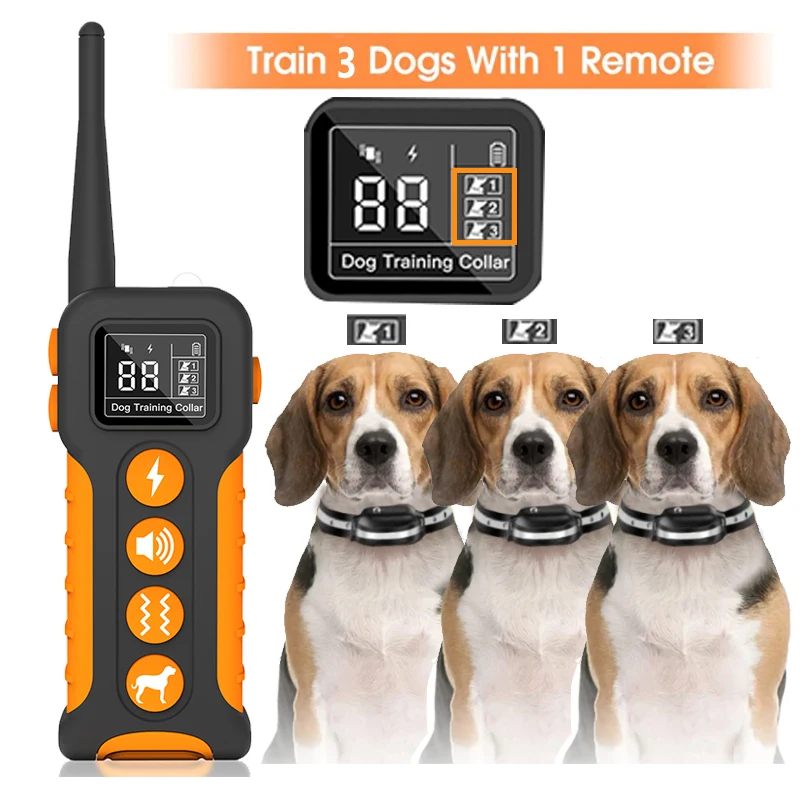 3300FT Electric Shock Collar for 1/2/3dogs,Waterproof Dog Training Collar,Rechargeable Dog Anti Bark Collar for All Size Dogs