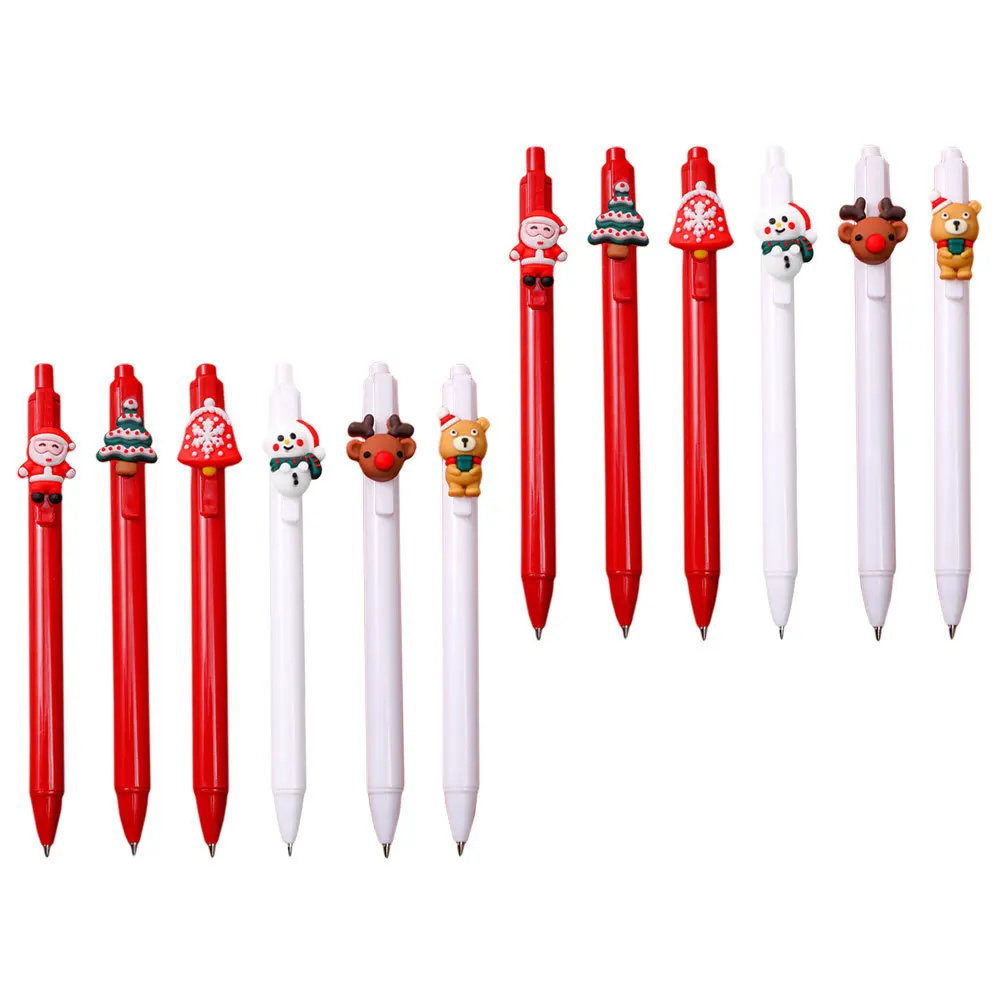 

12 pcs Christmas Click Pen Premium Plastic Gel Pens For Students Kids Xmas Gift Festive School Office Stationery Supply
