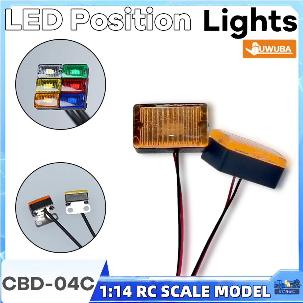 LED Position Lights Side Lamp CBD-04C Red Yellow White Blue For 1/14 Tamiyaa RC Dump Truck Tractor Tipper JUWUBA Toy Model Parts