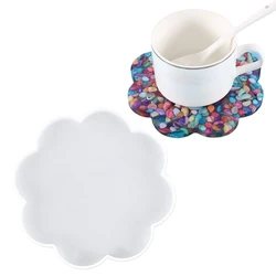 DIY Flower Tea Tray Coaster Silicone Mold Flower-shaped Cup Mat Holder Epoxy Resin Mould Crafts Home Decoration Casting Tool