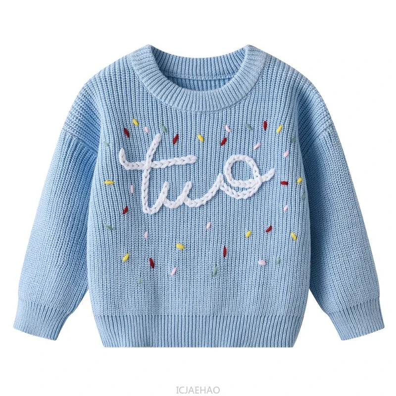 

Kids Thermal Shirt European Style Handmade Winter Infant Toddler Layer Cute Colorful Dotted Pullover Flowers Baby Knit Sweater