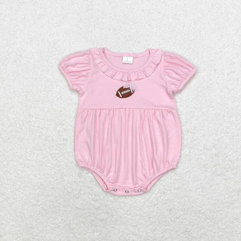 11.20y SR1133 Summer baby girl wholesale embroidered pink bow rugby ballet lace short-sleeved romper