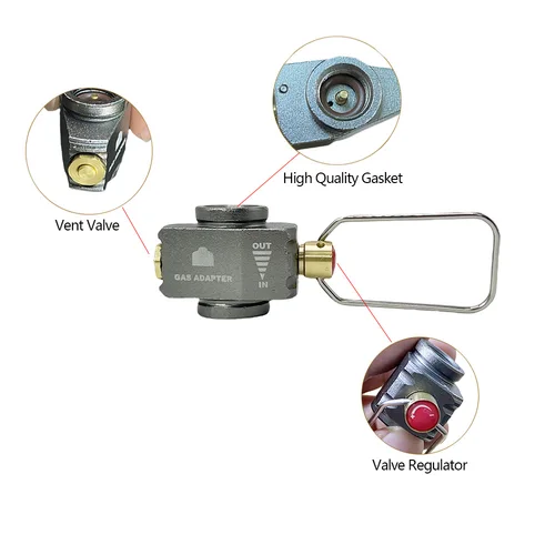 Imagen 2 del producto Válvula de conversión de carga de tanque de Gas para Camping, adaptador de butano, ahorro de Gas más, convertidor de Gas, adaptador de tanque plano de repuesto de palanca de cambios