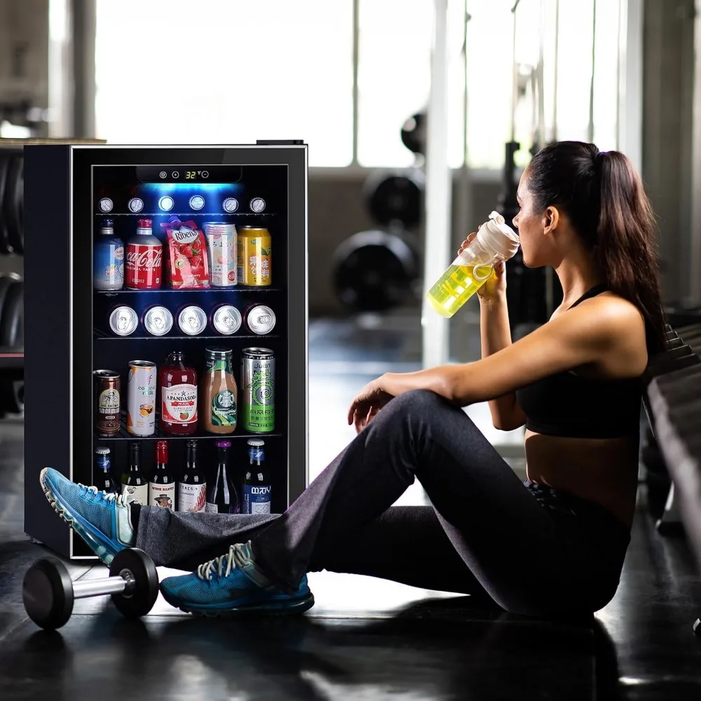 Beverage Refrigerator and Cooler, Mini Fridge 130 Can, Little Cooler with Digital Display 32~61℉