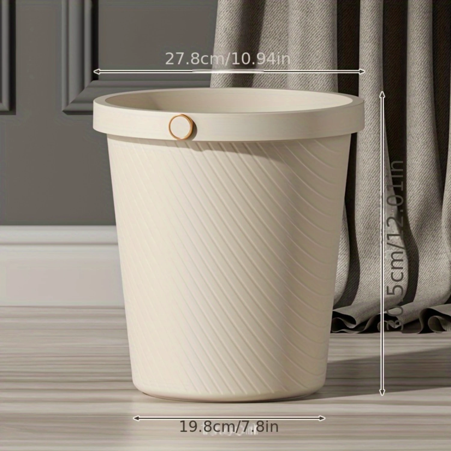 Plastic Trash Can, Large Capacity, Creative Design, No Lid, Suitable for Kitchen and Bathroom Use, Pressure Ring Garbage Basket 