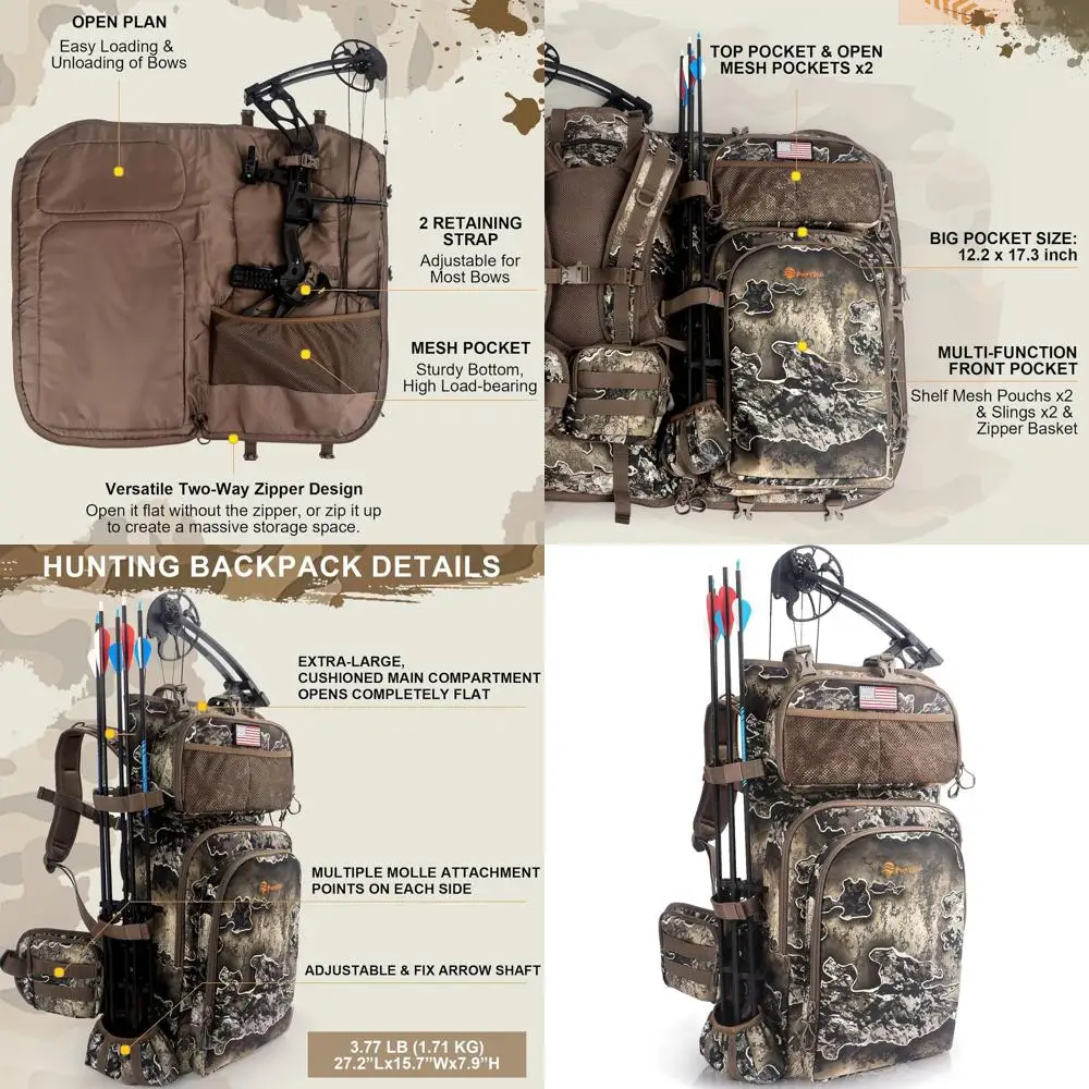 

Охотничьи рюкзаки для мужчин, охотничья сумка с держателем для лука, большой охотничий рюкзак для блочного лука и двойные сумки