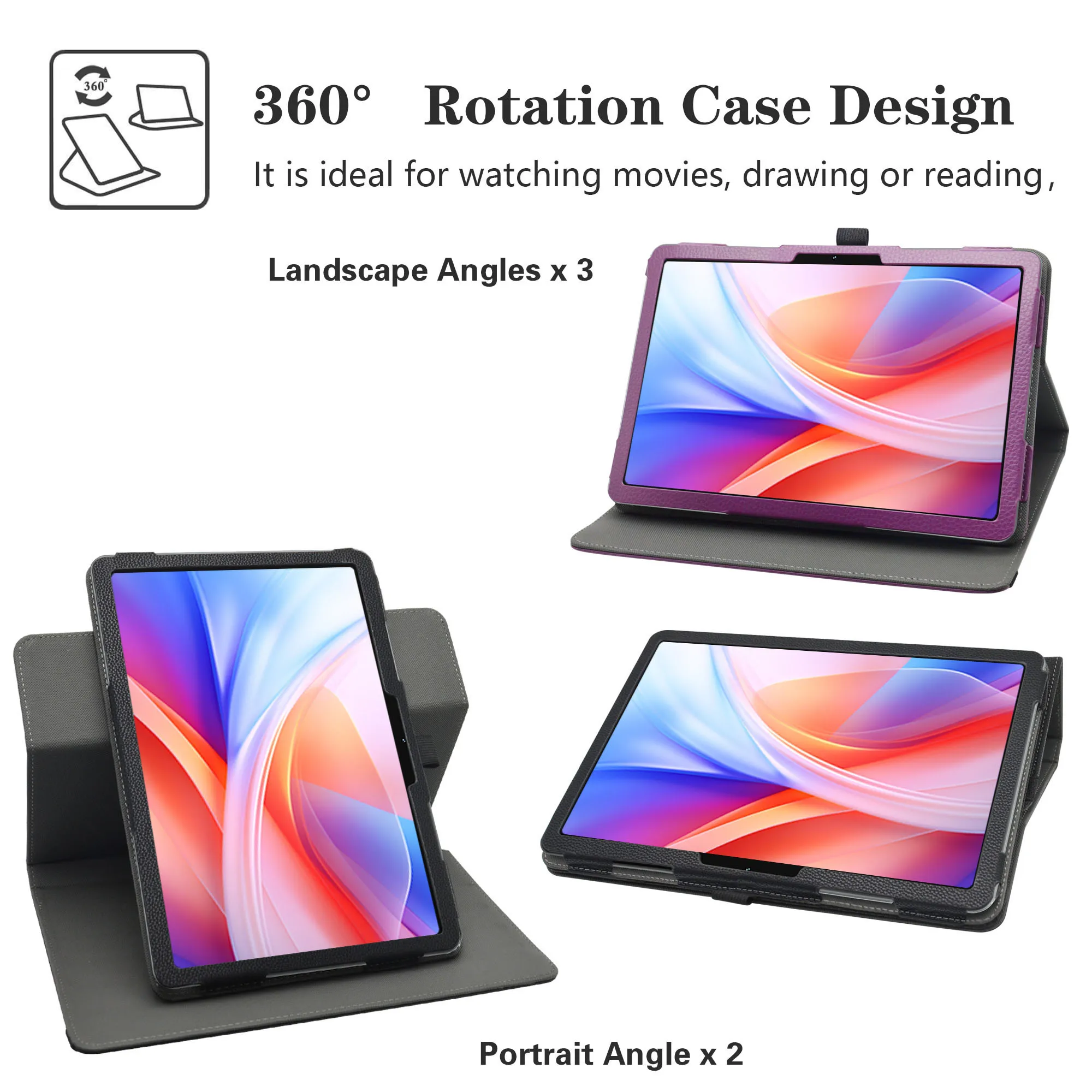 For UGRIHACH A7 11 inch Tablet Rotating Case，360 Degree Rotation PU Leather Stand Cover