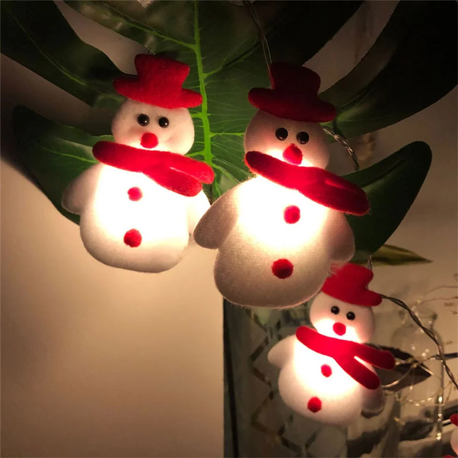 Tirvose LED Snowman String Lights Battery Powered 10/20LED Christmas Garland Fairy Lights for Xmas Tree Party Wedding Decoration