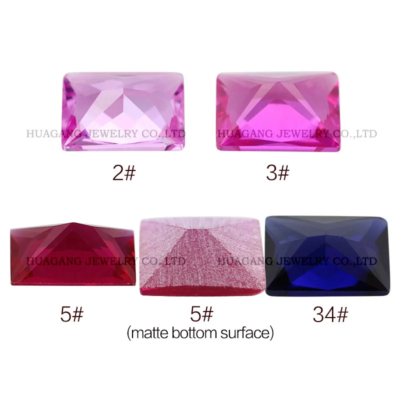 Synthetic ruby/sapphire Stone Rectangle Shape Cut Synthetic 2# 3# 5# 34#Corundum Red Sapphire Pink Gems stone For jewelry