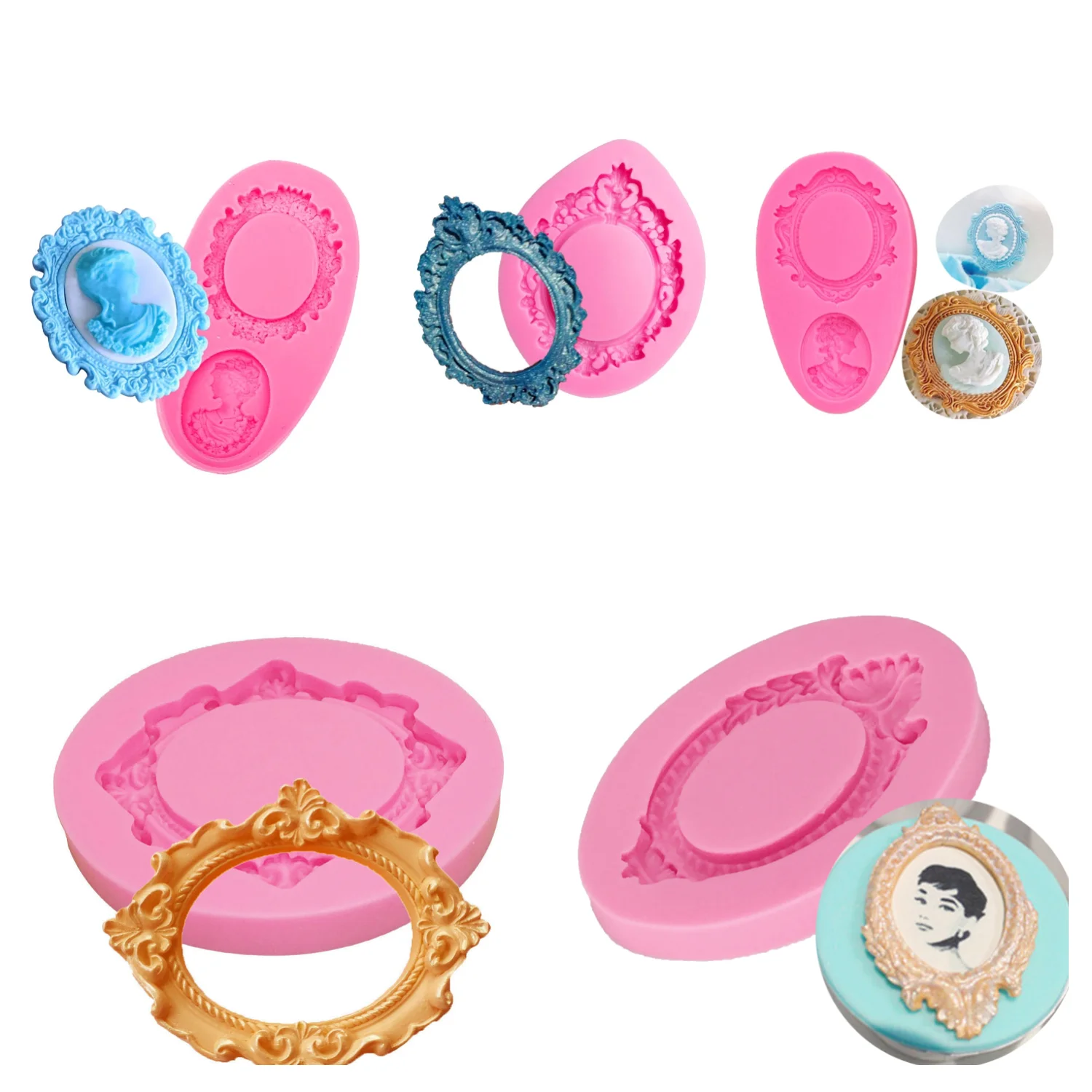 Oval Frame Silicone Mold Sugarcraft Chocolate Cupcake Baking Mold Fondant Cake Decorating Tools