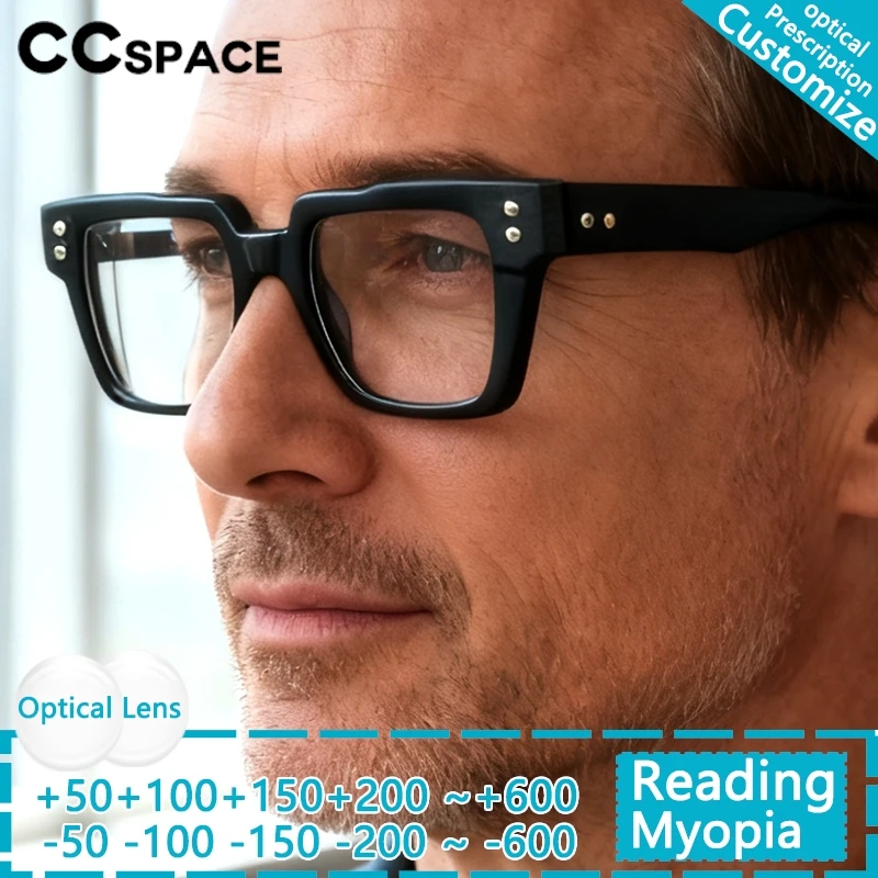 Retro Square Acetate Glasses Men Reading Glasses Progressive Multifocal Lens Sunglasses Lenses Color Changing Lenses