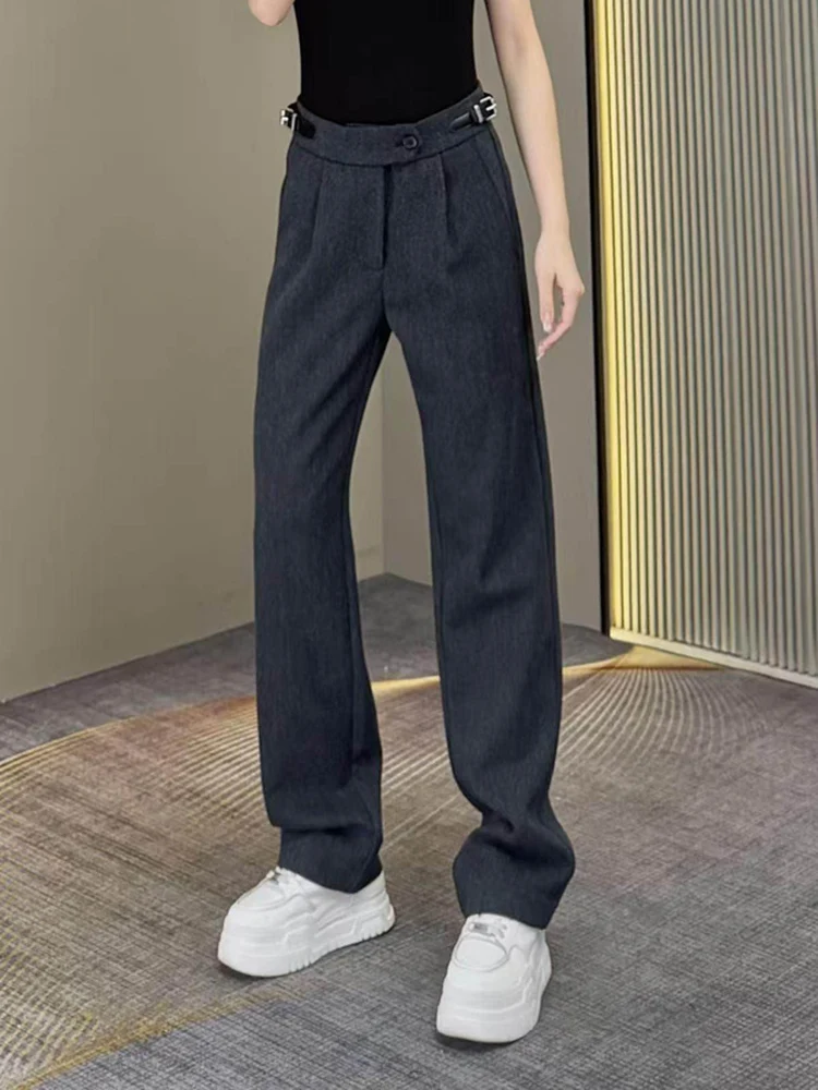 

Busin Casual Slim Fit Men's Straight Leg Pants Spring Workwear Sle High Waist Elastic Waisand ey adient Trendy